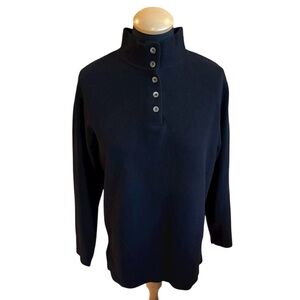 Summit Hill Sweater Pullover Turtleneck Button Up Black Cotton Size S Unisex